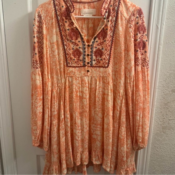 Anthropologie Boho Claudia embroidered babydoll tunic top, Size Medium - Picture 2 of 9